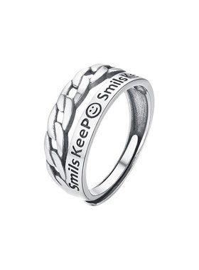 纯银戒指男款潮ins开口可调节男生高级感小众食指个性男士银指环