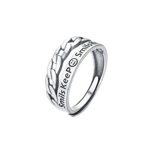 纯银戒指男款潮ins开口可调节男生高级感小众食指个性男士银指环