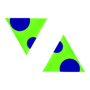 TELLEAR 陶野克莱因蓝三角波点耳环电子荧光绿Y2K少女个性耳夹钉