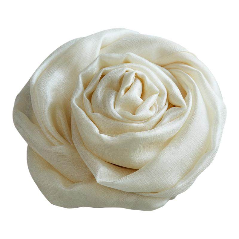 度假风旅游超大防晒披肩迪拜沙漠海边白色纱巾棉麻感丝巾纯色头巾