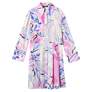 朗姿欧洲EiLEEN ELITEE印花衬衫连衣裙收腰2025年夏季新款裙子女