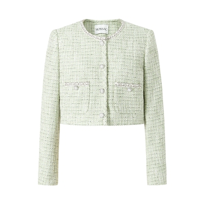 商场同款 摩萨克2026春新款精致风闪丝织带粗花呢截短款外套女