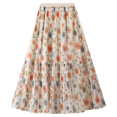 BenHou/本后8933玫瑰印花纱裙