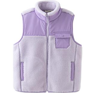 戴维贝拉儿童仿羊羔毛背心2026秋季新款男童马甲女童坎肩外套童装