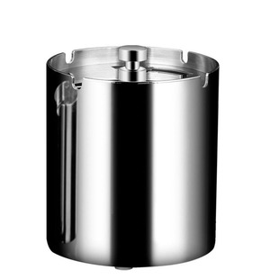 不锈钢烟灰缸带旋盖半密封加高烟盅防风飞灰个性灭烟车载家用简约