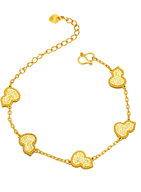 正品葫芦手链金包银转运实心碎冰冰手串金店同款24k送女友礼物