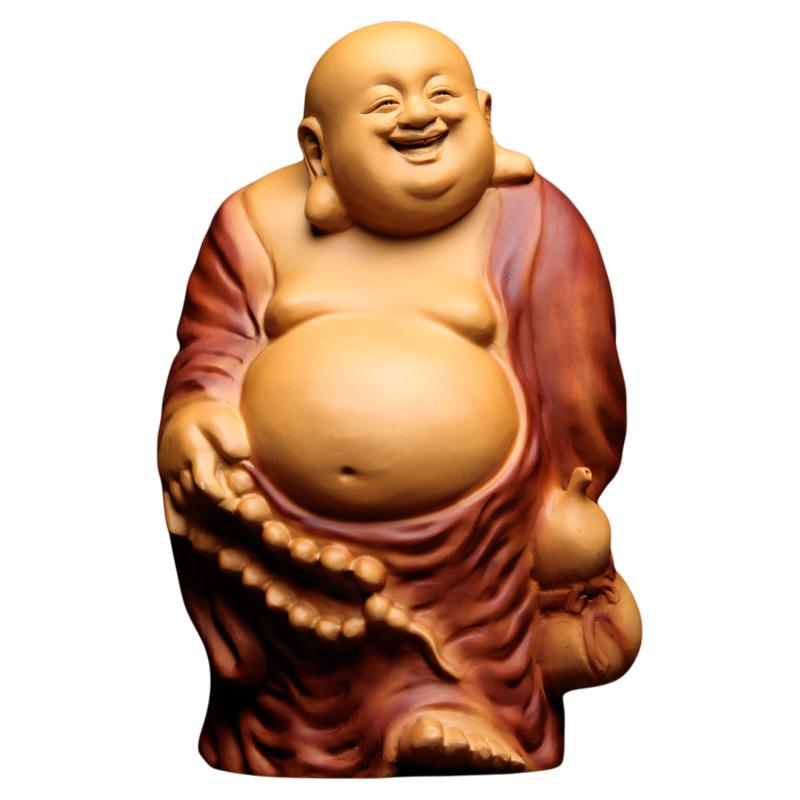 香樟木根雕木质财神爷弥勒佛摆件