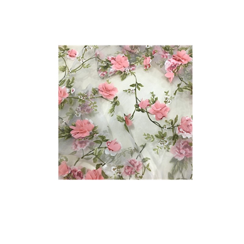 现货立体花雪纺蕾丝欧根纱刺绣布料手工贴花礼服diy婚纱服装面料