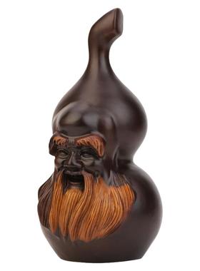 实木雕刻老寿星礼品葫芦摆件