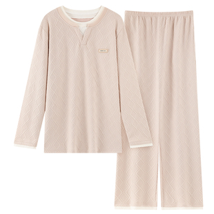 都市丽人男士睡衣秋冬季空气棉夹层棉加厚保暖男款冬天家居服套装