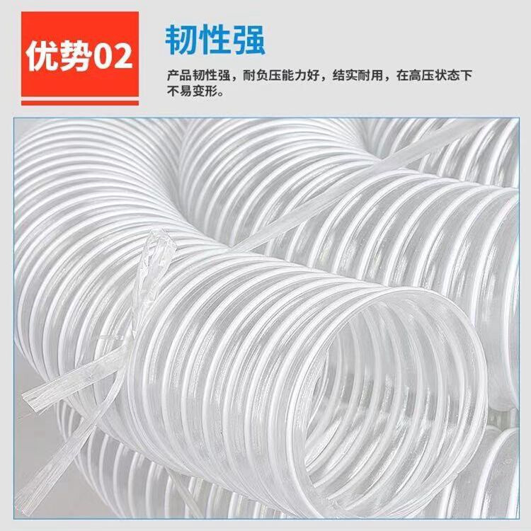 。PVC包塑钢丝管螺旋钢丝内伸缩波纹软管工业径吸尘通风管45