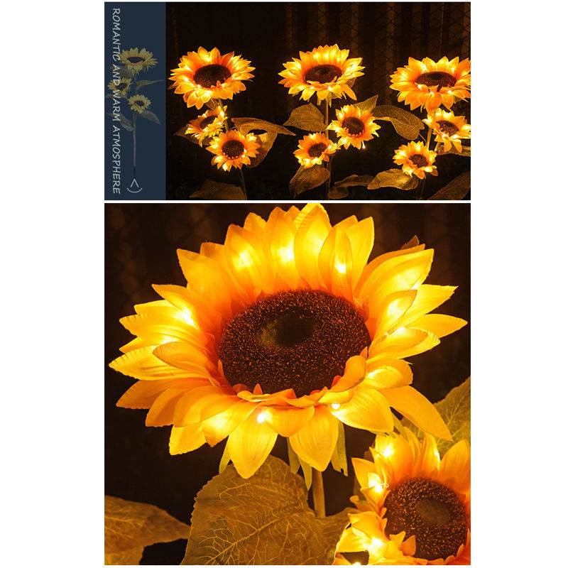 太阳能向日葵灯户外庭院别墅夜灯阳台太阳草坪仿真花地插花园装饰