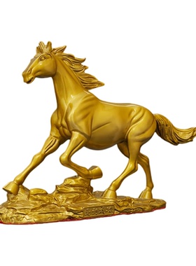 纯黄铜奔马摆件马到成功风水