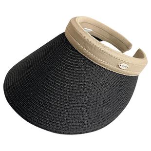 韩版简约装饰休闲大檐空顶帽沙滩度假出游遮阳帽草编遮阳帽凉帽潮