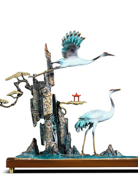 松鹤延年铜仙鹤摆件送长辈礼物