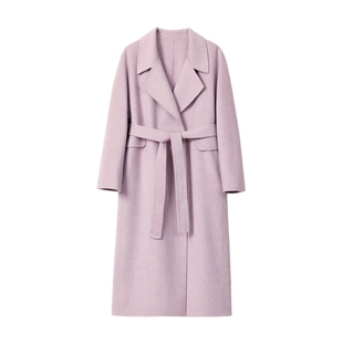 蓝语大码双排扣西装领全羊毛双面呢大衣冬季保暖显瘦长款毛呢外套