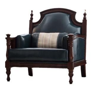 蓝色真皮沙发美式头层牛皮实木皮沙发客厅家具大户型2026新款
