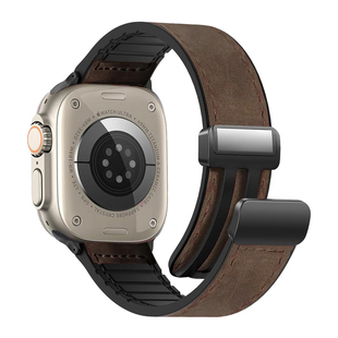 NUUTZz秋冬新款皮质运动硅胶磁吸iwatch手表带s11适用苹果s10透气applewatch男9女8高级ultra创意49mm夏季se