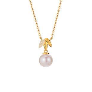 周大生玉竹珍珠项链正圆珍珠强光珍珠和田玉吊坠锁骨链情人节礼物