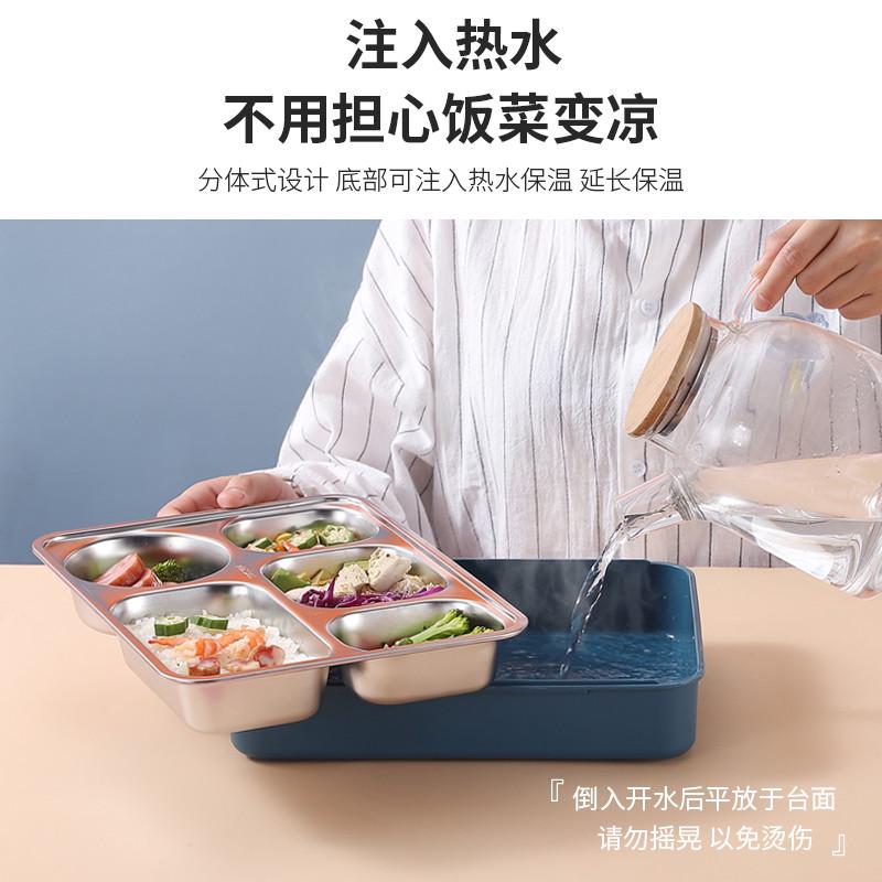 304不锈钢保温饭盒日式学生便携分格手提上班族分隔型便当餐盆盒