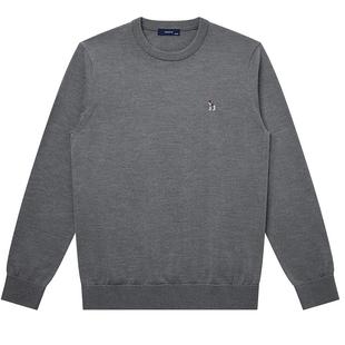 【100%绵羊毛】Hazzys哈吉斯秋季男士轻薄圆领内搭打底针织衫上衣