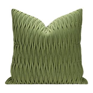 现代简约ins风抱枕高级绿色系创意裥棉枕轻奢高端酒店沙发靠枕