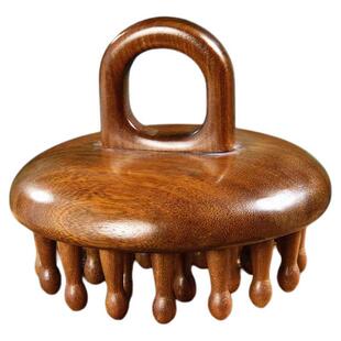 指环头部按摩器檀木梳子天然圆盘头皮经络疏通毛囊养发神器疗梳头