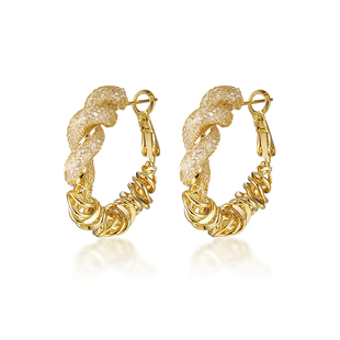 CAROMAY网纱缠绕耳环女法式复古设计感麻花气质耳圈小众独特耳饰