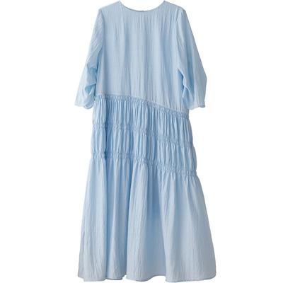 气质设计感长裙褶皱宽松CR度假风