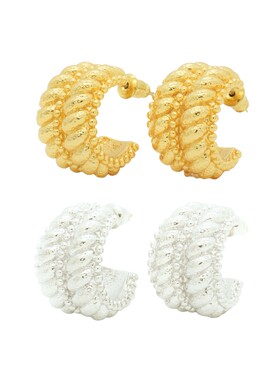 CLOSENSE金银双色C圈宽耳饰