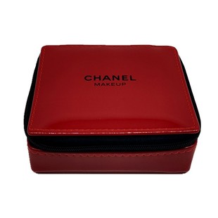 黑色正红色唇膏包漆皮方形化妆包硬质收纳盒 赠品口红包