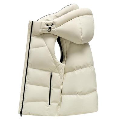 鸭鸭拉链直筒短款连帽羽绒马甲