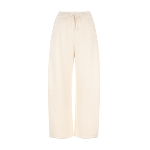 wana try磨毛厚款显瘦休闲裤2025冬季新品米色韩系百搭简约长裤女