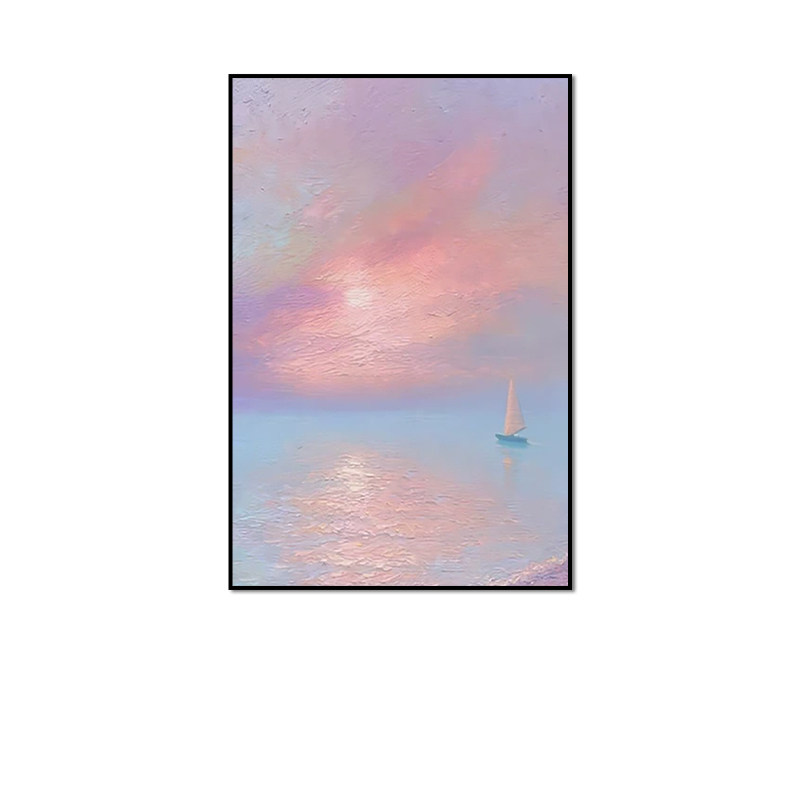 中古奶油客厅装饰画砂岩肌理画极简餐厅挂画一帆风顺入户玄关壁画