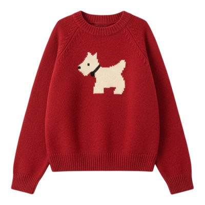 牛筋糖【NJT】2025年秋季慵懒风小狗针织保暖毛衣HSD5390