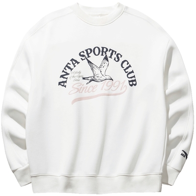 安踏女印花磨毛套头卫衣