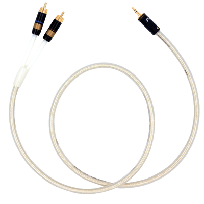 英国QED电脑音响线镀银3.5mm转一分二RCA双莲花头音频线信号线