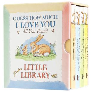 预售口袋书猜猜我有多爱你手掌书盒装4册春夏秋冬Guess How Much I Love You Little Library英文原版廖彩杏书单儿童启蒙绘本纸板