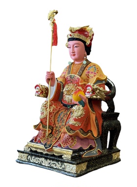 玉帝王母佛像香樟木雕摆件中式