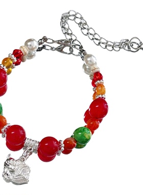 【绯焰琉璃】MIES原创彩色串珠手链女银色吊坠百搭甜妹装饰手串