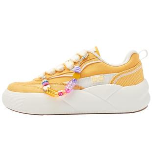 乔丹2026新款帆布鞋春季黄色百搭舒适板鞋女款运动鞋厚底增高轻便