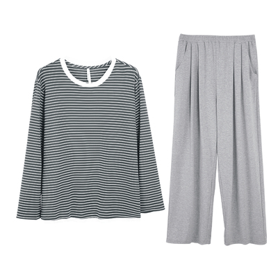 安之伴【巨柔软】睡衣女春秋季2025年新款纯棉套装条纹长袖家居服