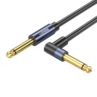 绿众6.5mm弯头音频线大二芯公对公连接线对录线音箱音响功放麦克