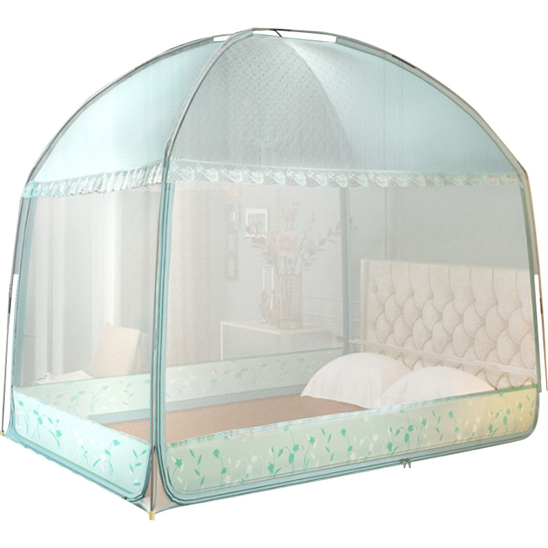 蒙古包蚊帐三开门1.8m床防摔1.5双人家用2.0x2.2米加厚加密纹帐子