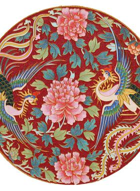 桌面礼品掐丝客厅铜盘摆件中国风