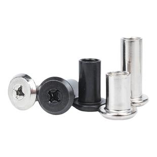 固万基铁黑镀镍大平头十字倒边家具对锁螺母对接夹板螺帽配件M6