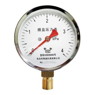 膜盒压力表表YE100天然气40kpa风压磨合过压保护