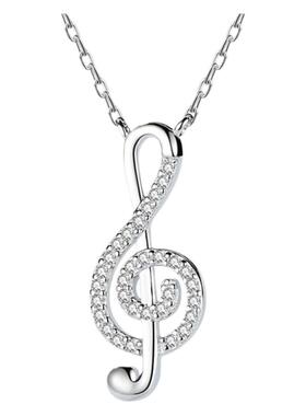 莫桑石群镶音符吊坠项链