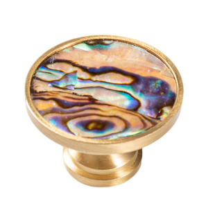 柜门拉手轻奢水晶北欧橱柜衣柜抽屉现代简约创意贝壳单孔黄铜把手