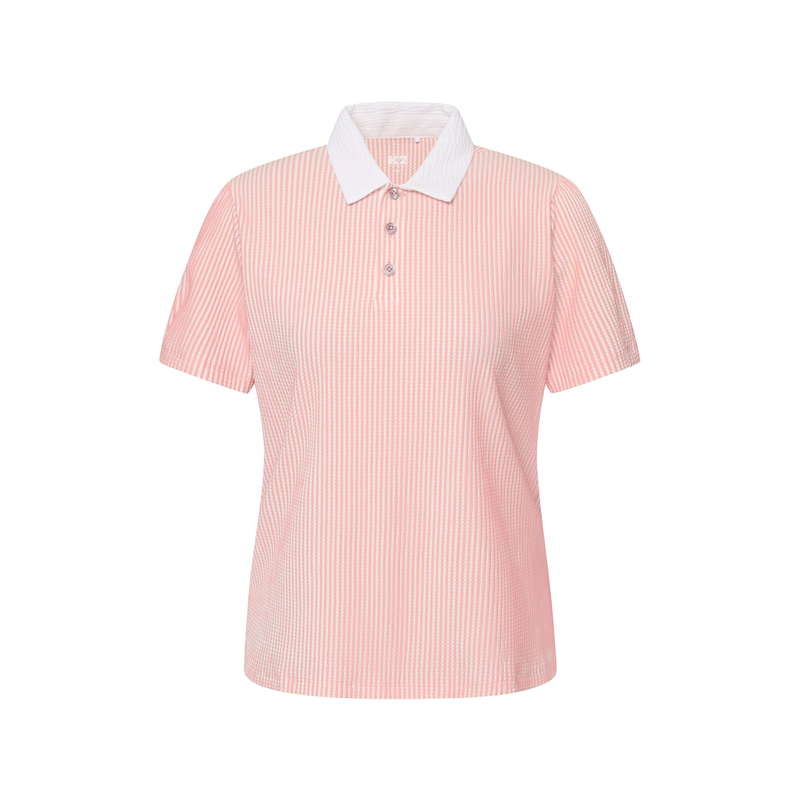 K2秀智同款女泡泡纱条纹POLO衫